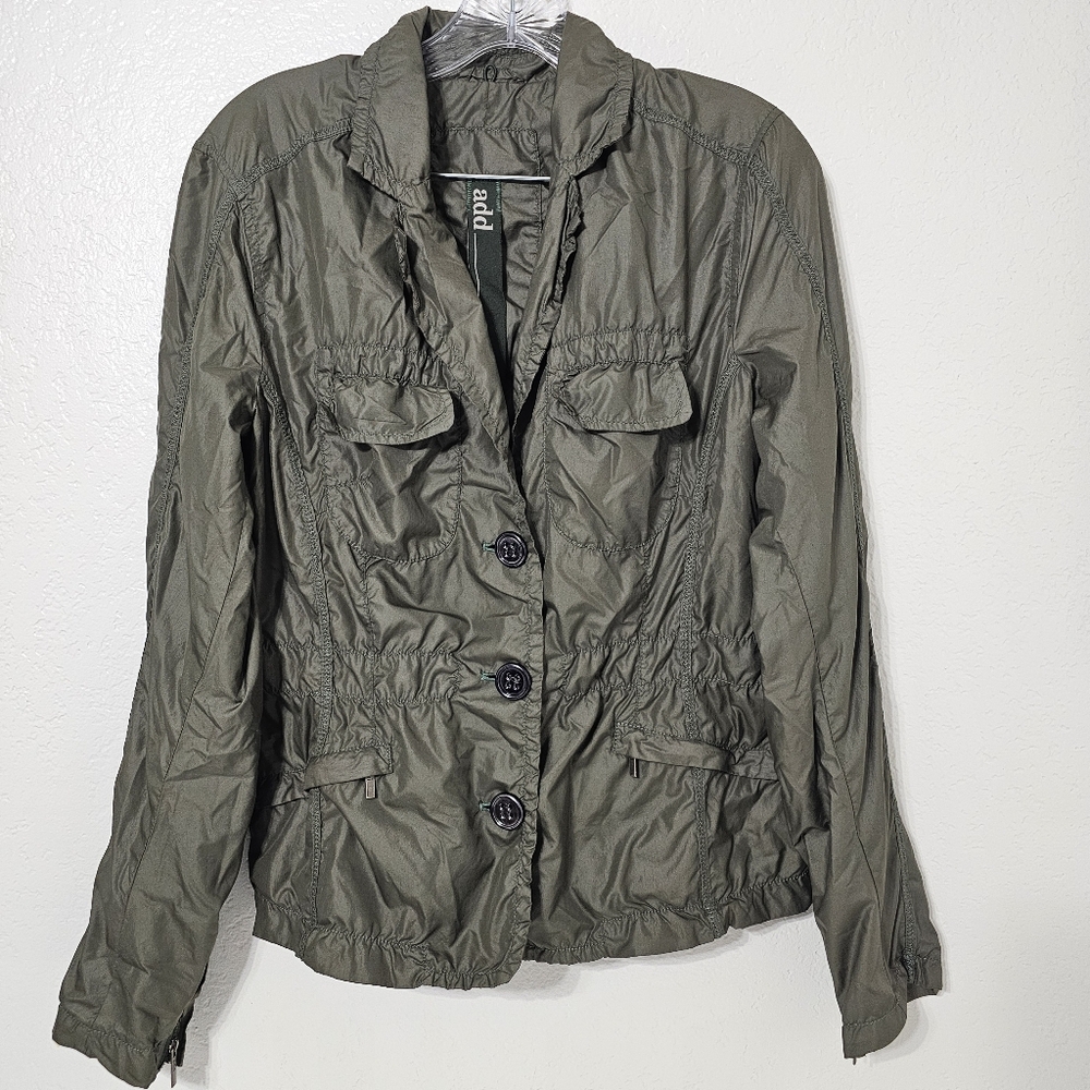 ADD Down Olive Green Lightweight Utility Jacket Military Style Size 44 (US 6)